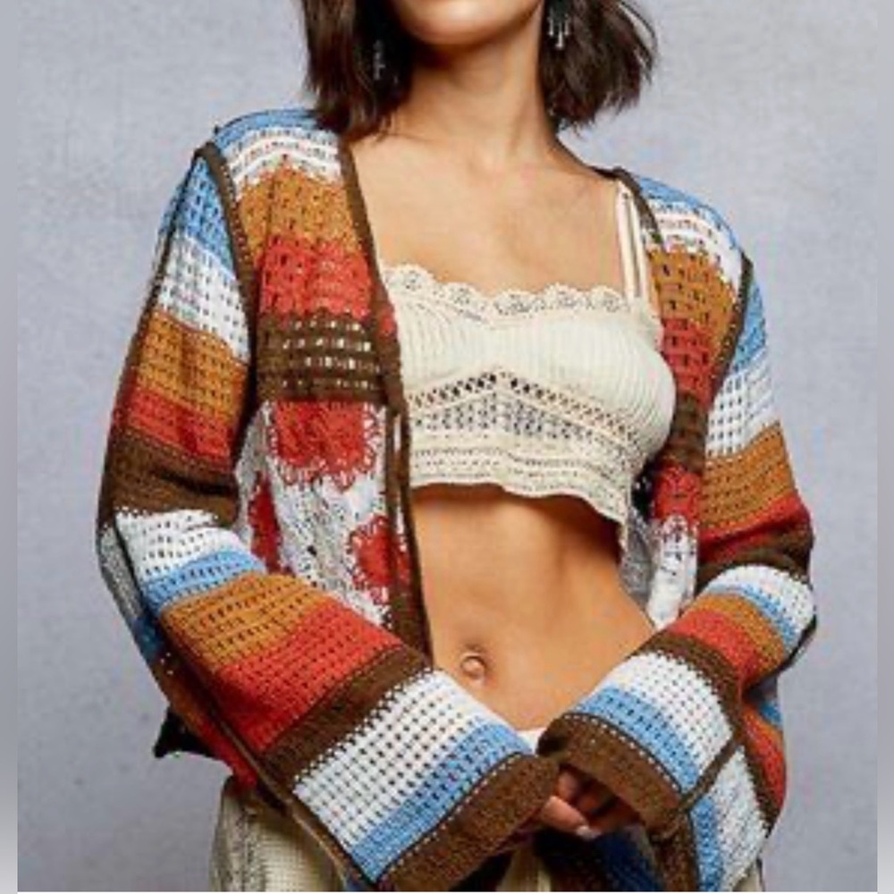 ⭐️NWOT POL Flower Power Crochet Cardigan⭐️